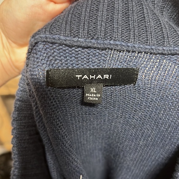 NWT Tahari Long Sleeve 1/2 Zip Sweater Blue Black Stripes Mens Size XL - Picture 6 of 8